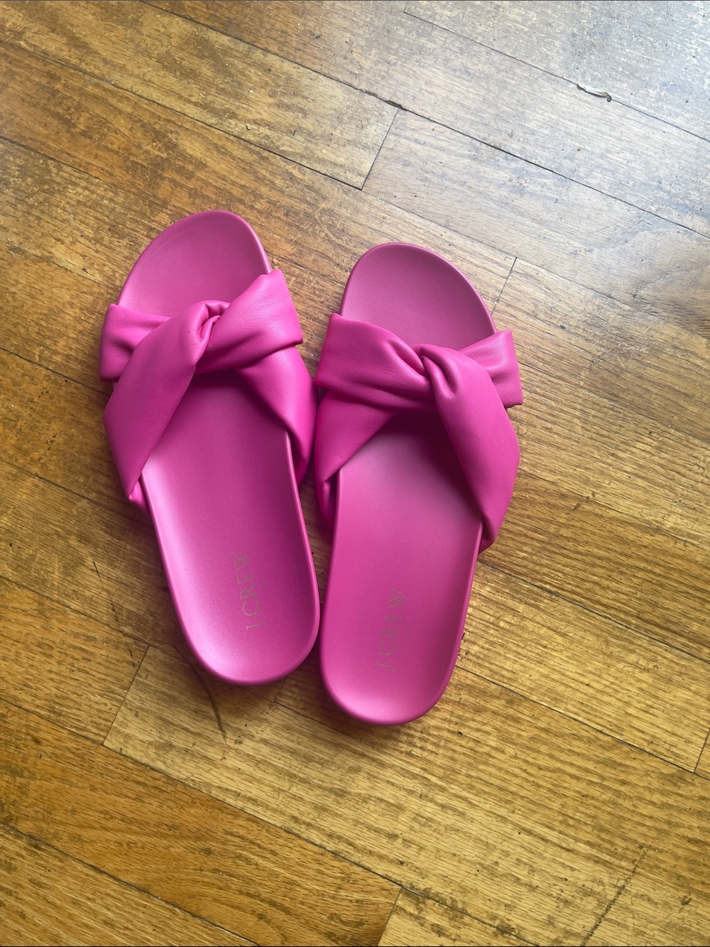 J. Crew Hot Pink Knot Slide Sandals